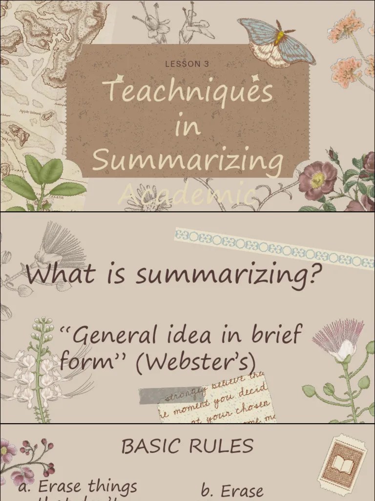 Lesson 3 Techniques In Summarizing Academic Text | PDF