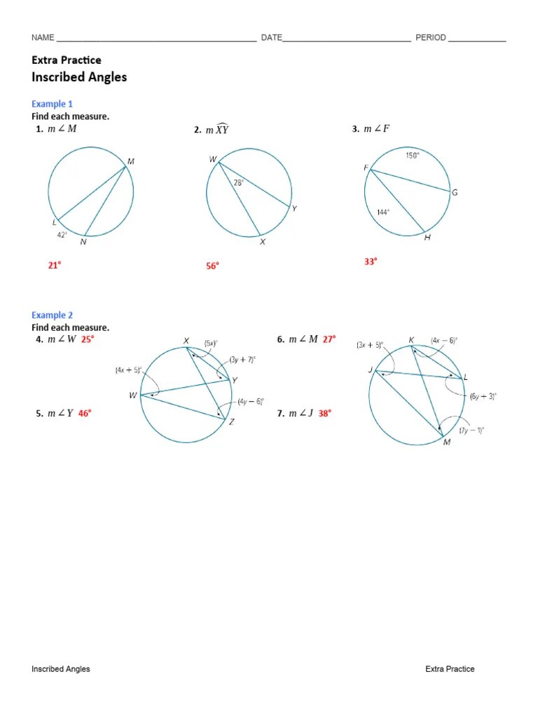 (15767) Inscribede Angles And Arcs | PDF | Angle | Mathematical Proof