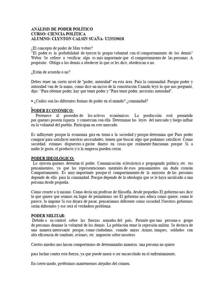 ANÁLISIS DE PODER POLÍTICO | PDF | Estatuto | Comportamiento
