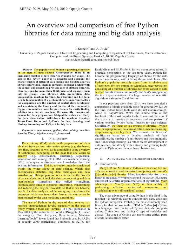An Overview And Comparison Of Free Python Libraries For Data Mining And Big Data Analysis | PDF ...