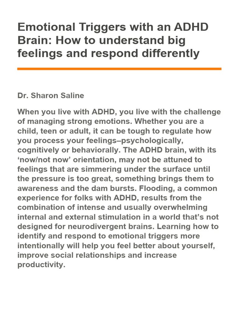 Emotional Triggers With An ADHD Brain | PDF | Emotions | Amygdala