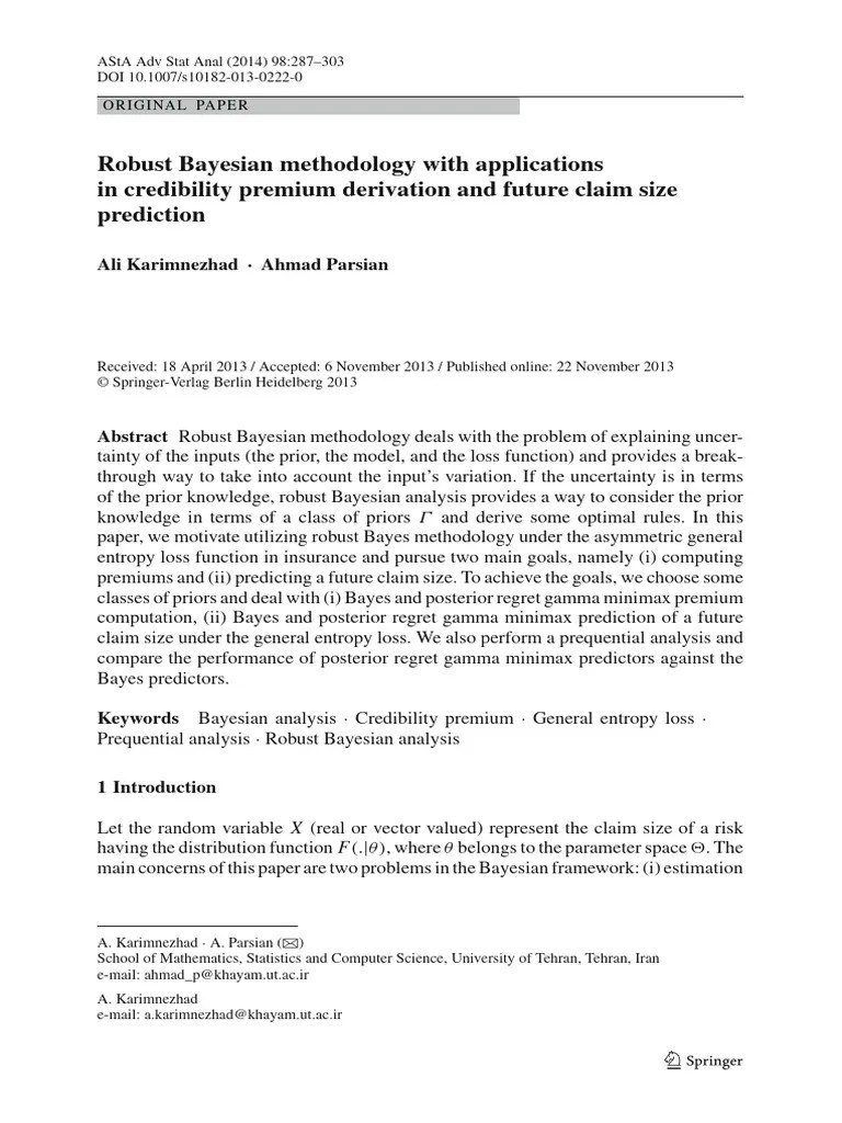 Robust Bayesian Methodology With Applicationsin Credibility Premium ...