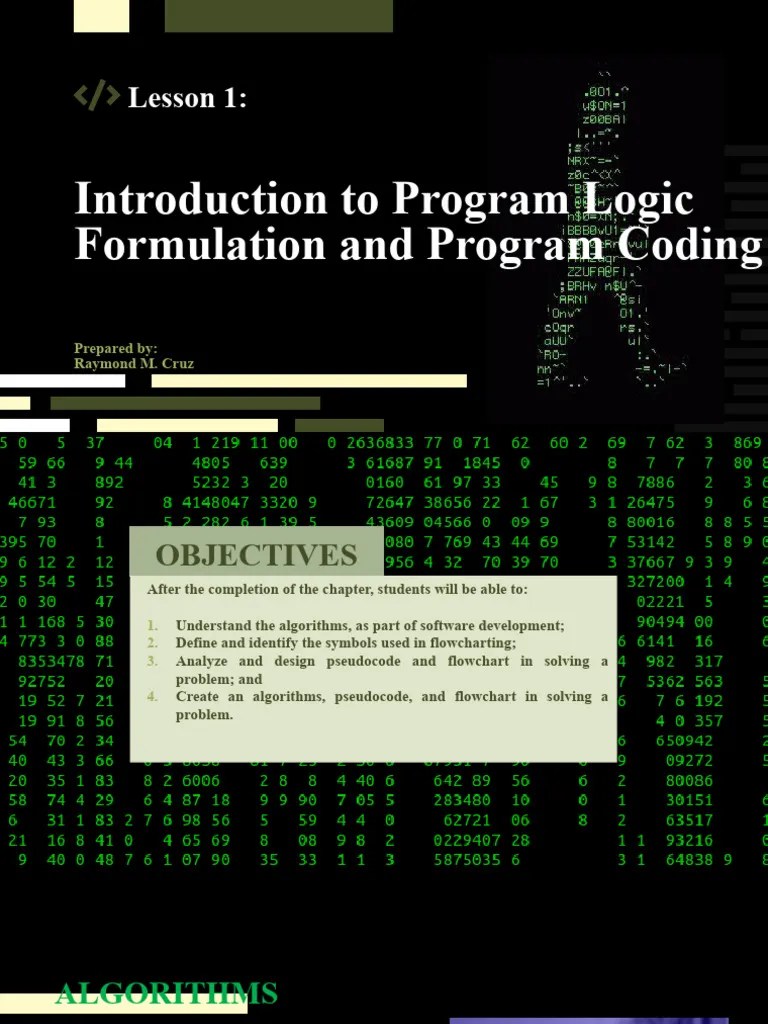 Lesson1 (Part 1) - PLDL - Introduction To Program Logic Formulation And ...