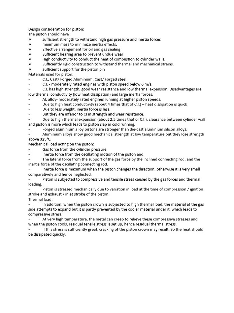 Notes On Unit III | PDF | Piston | Mechanical Engineering