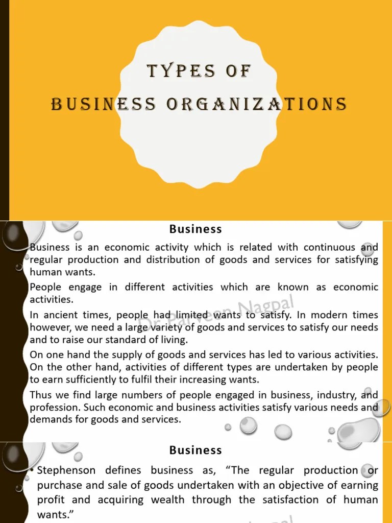 Types Of Business Organizations | PDF | Partnership | Limited Liability ...