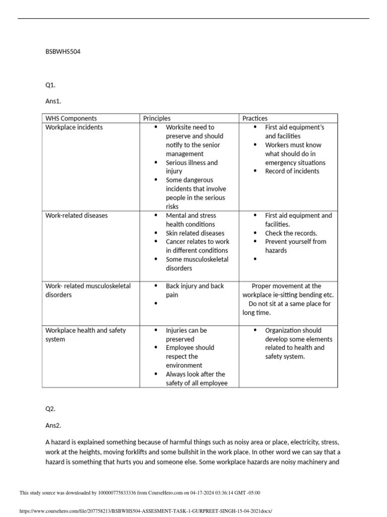 Course Hero 1 | PDF | Occupational Safety And Health | Risk