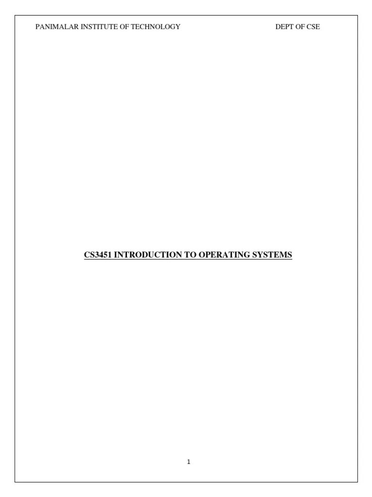 CS3451-OPERATING-SYSTEM | PDF | Process (Computing) | Operating System
