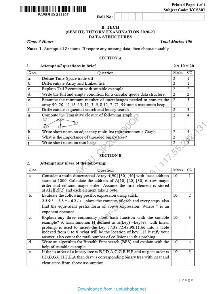 DATA-STRUCTURES-KCS-301-1-2021 | PDF | Algorithms And Data Structures ...