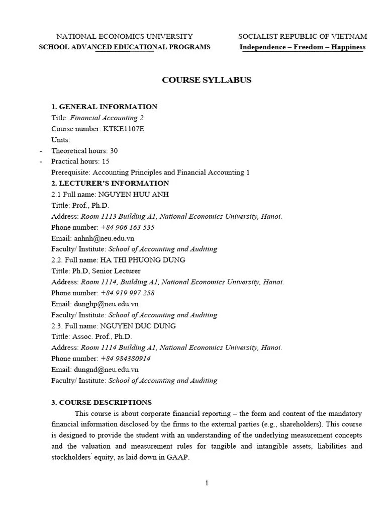 Syllabus Financial Accounting 2 2024 | PDF | International Financial ...