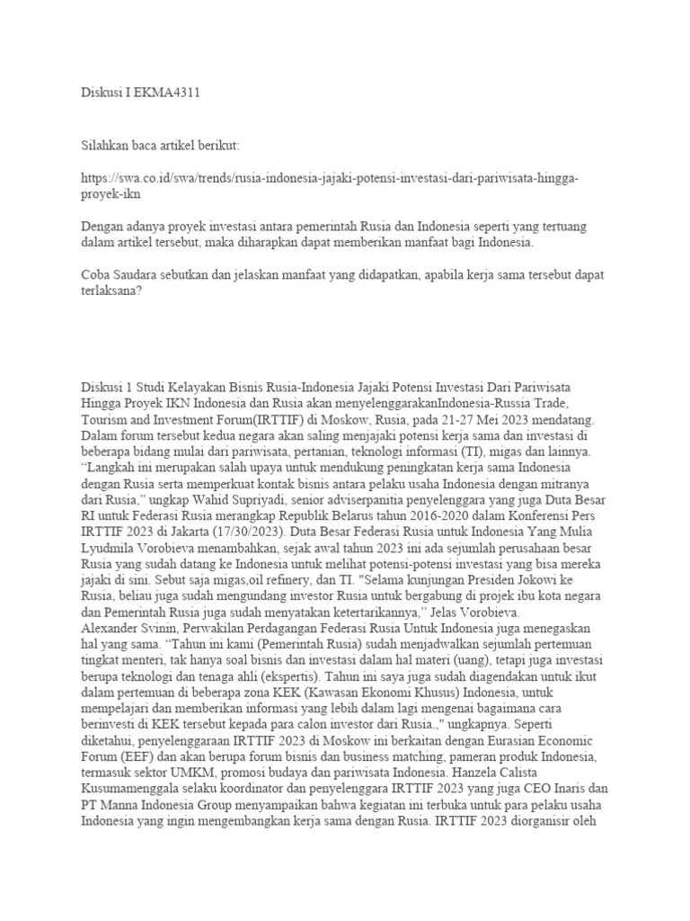 Diskusi I Studi Kelayakan Bisnis EKMA4311 Done | PDF