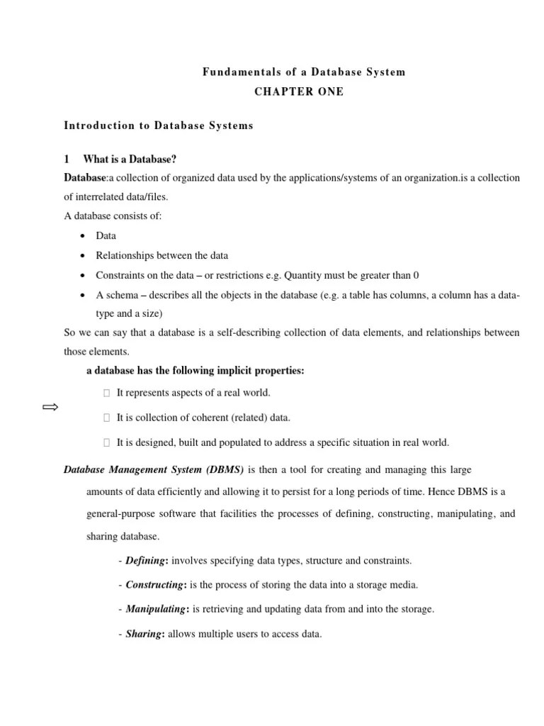 CH - 1 Fundamentals Of A Database System | PDF | Databases | Web ...