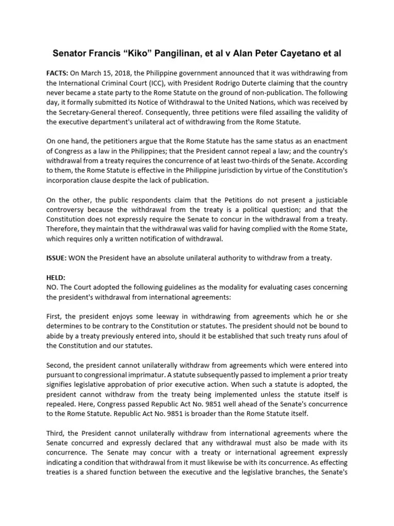 Pangilinan V Cayetano | Download Free PDF | Treaty | Government