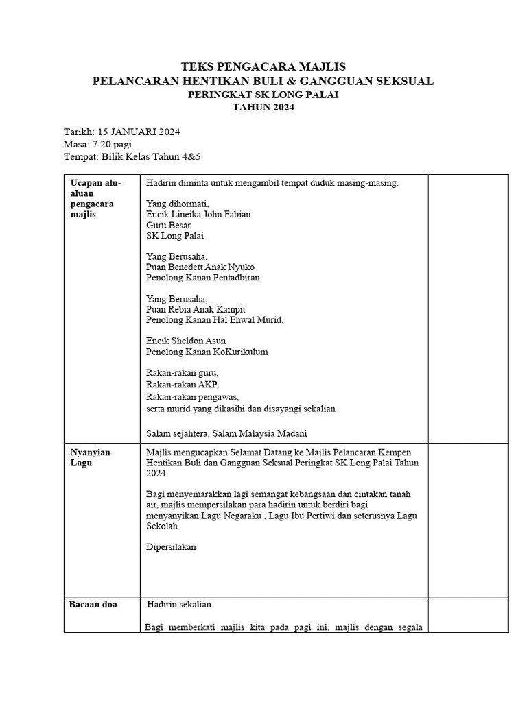 Teks Pengacara Majlis - ADAM | PDF