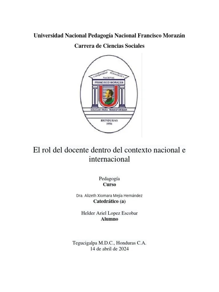 Ensayo - El Rol Del Docente Dentro Del Contexto Nacional E Internacional - Helder Lopez | PDF ...