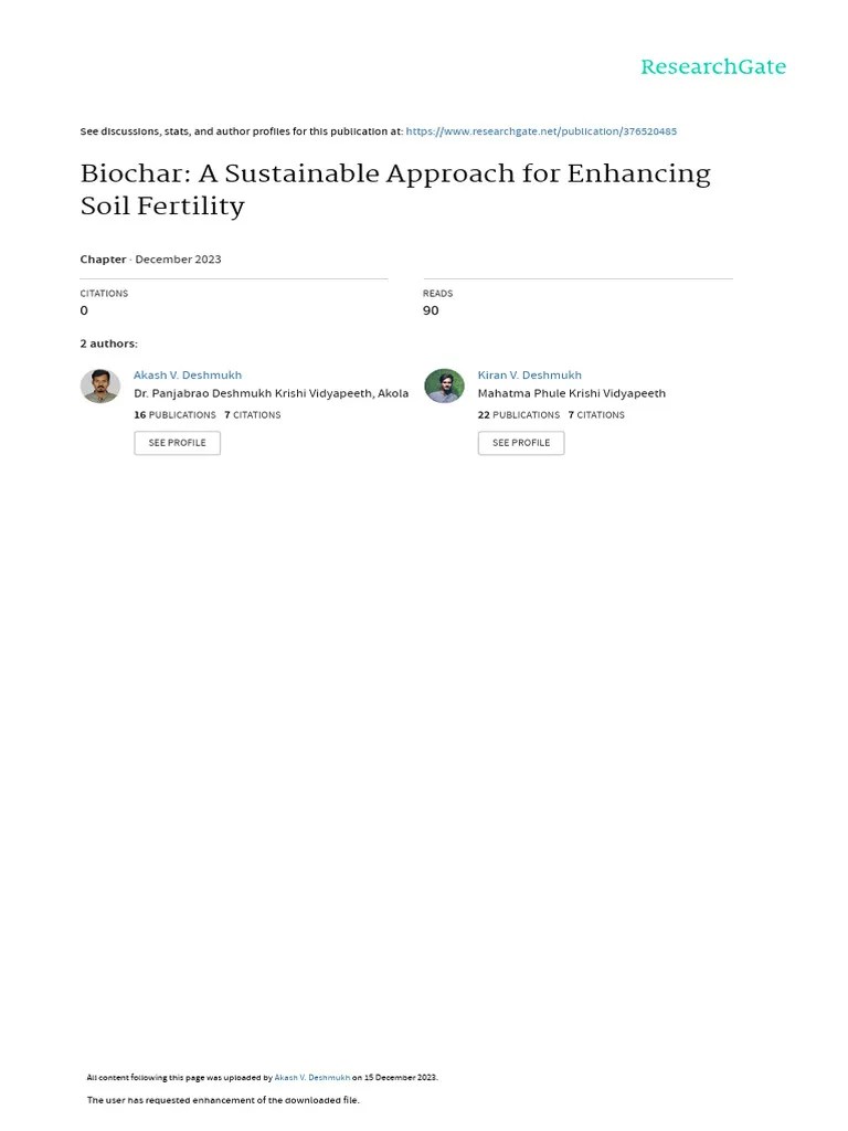 Biochar A Sustainable Approach For Enhancing Soil Fertility | PDF ...