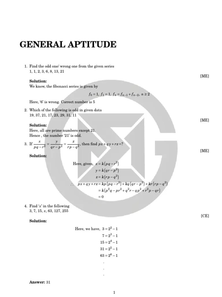 Gate Maths - General Aptitude | PDF | Odds | Wagering
