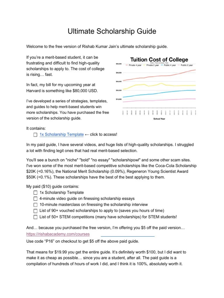 Free Scholarship Guide | PDF | Career & Growth