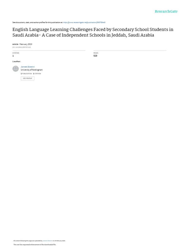 English Language Learning Challenges Faced By Secondary School Students ...