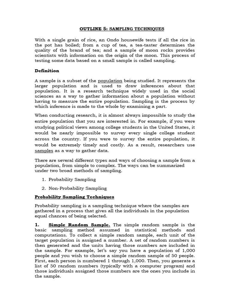 Sampling Tech | PDF | Sampling (Statistics) | Stratified Sampling