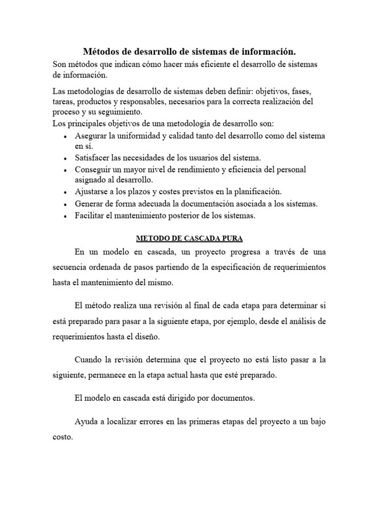 Metodos De Desarrollo De Sistemas De Informacion | PDF | Software | Sistema