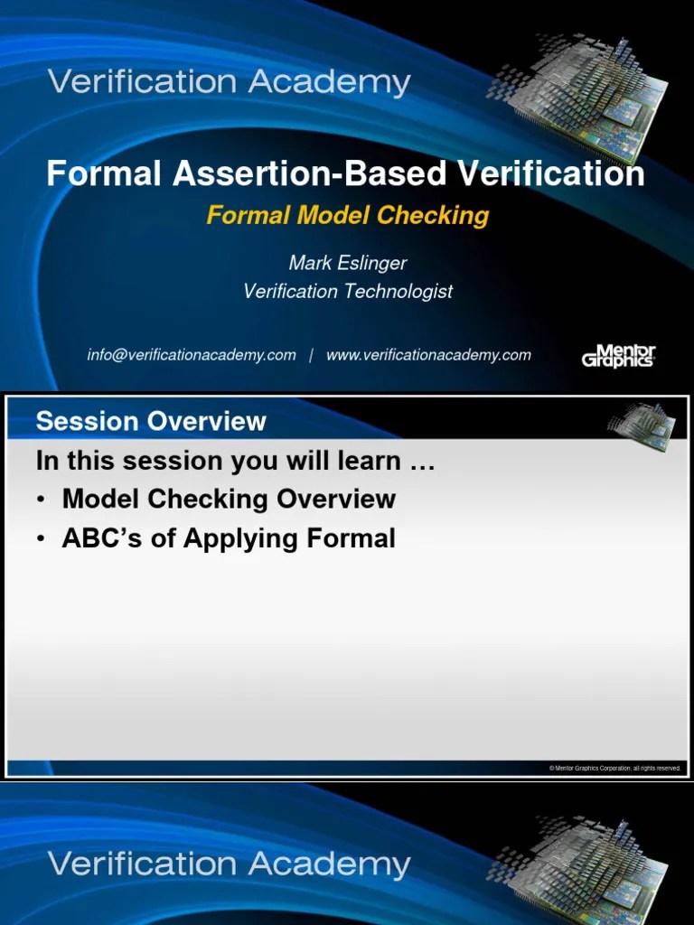 Course Formal Assertion Based Verification Session Formal Model ...