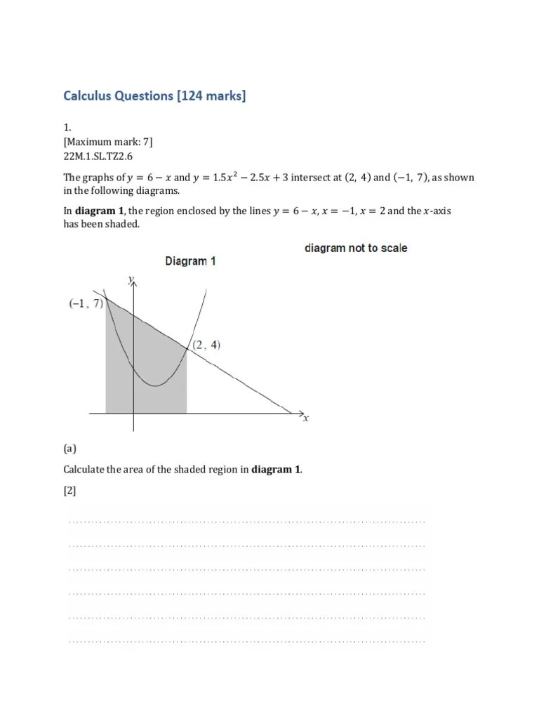 Calculus Questions | PDF | Area | Metre