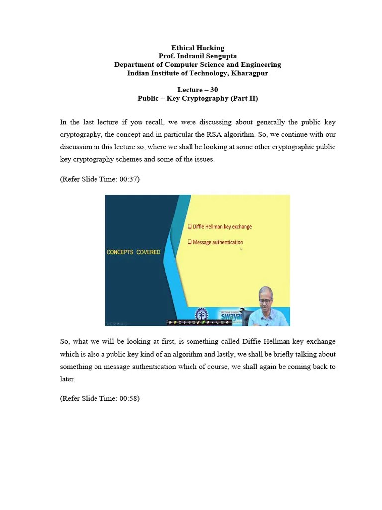 Lec 30 | PDF | Key (Cryptography) | Cryptography