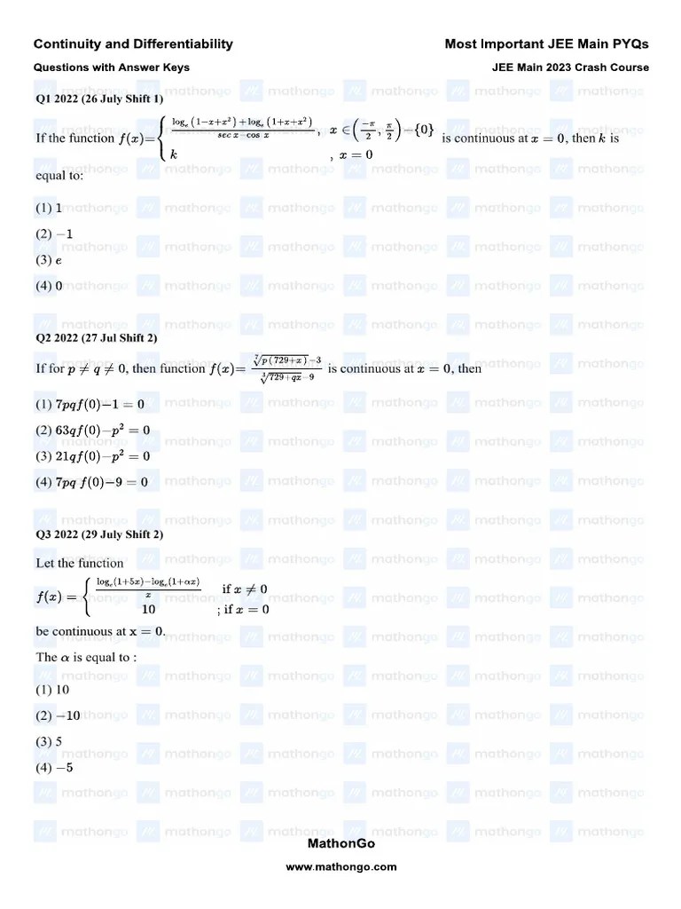 Continuity And Differentiability | PDF