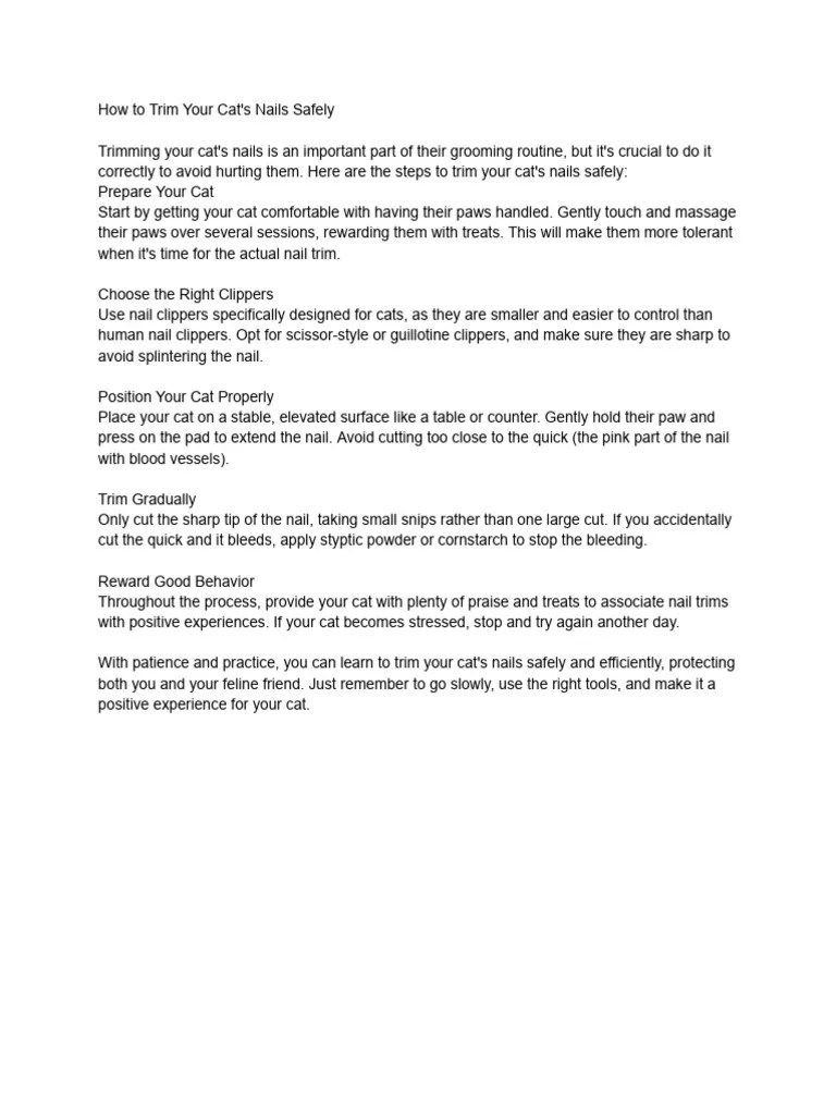 Trim Cat Nails Safely | PDF