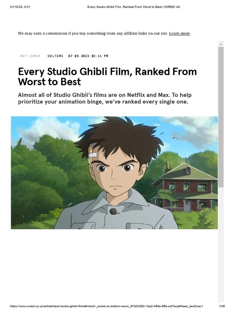 Every Studio Ghibli Film, Ranked From Worst To Best - WIRED UK | PDF