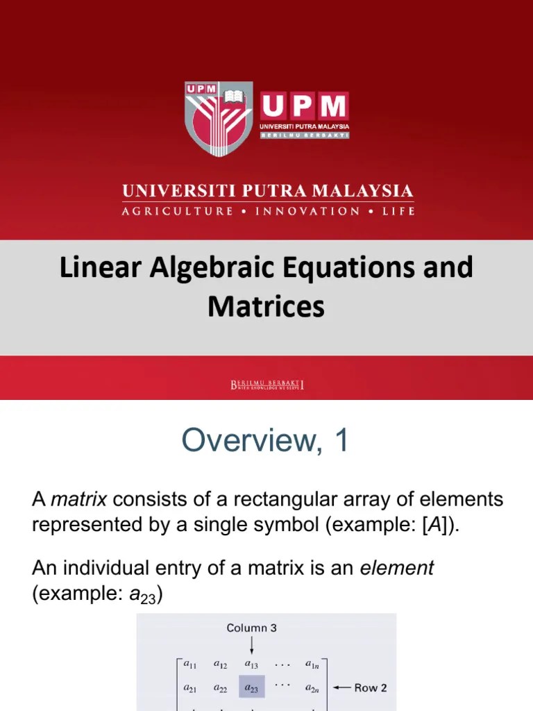 Topic 4 Linear Algebraic Equations And Matrices | Download Free PDF ...