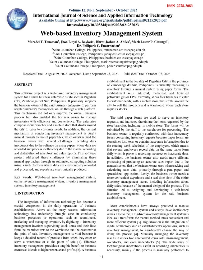 Web Based Inventory Management System | PDF | Software Development ...