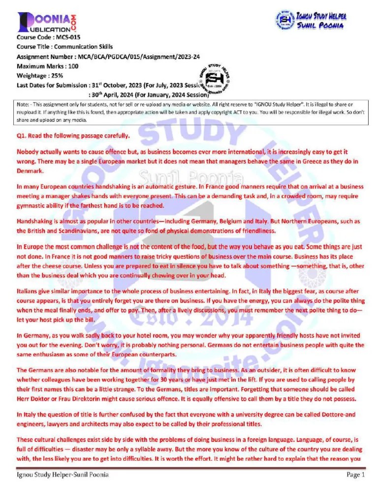 MCS-015 (2023-24) Solved Assignment | PDF