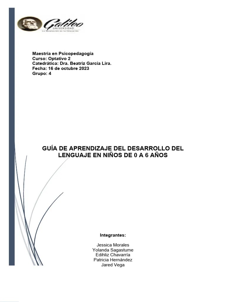Guia 1 Desarrollo Del Lenguaje 0 A 6 Años | PDF | Palabra | Aquisición ...