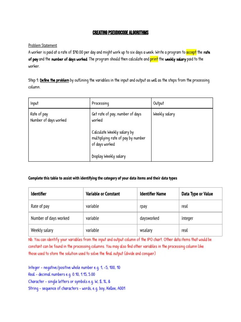 Creating Pseudocode Algorithm | Download Free PDF | Algorithms | Numbers