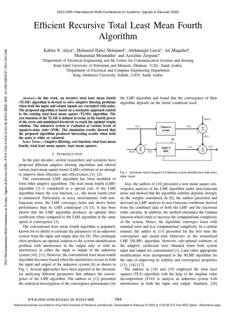 Efficient_Recursive_Total_Least_Mean_Fourth_Algorithm | PDF | Signal To ...
