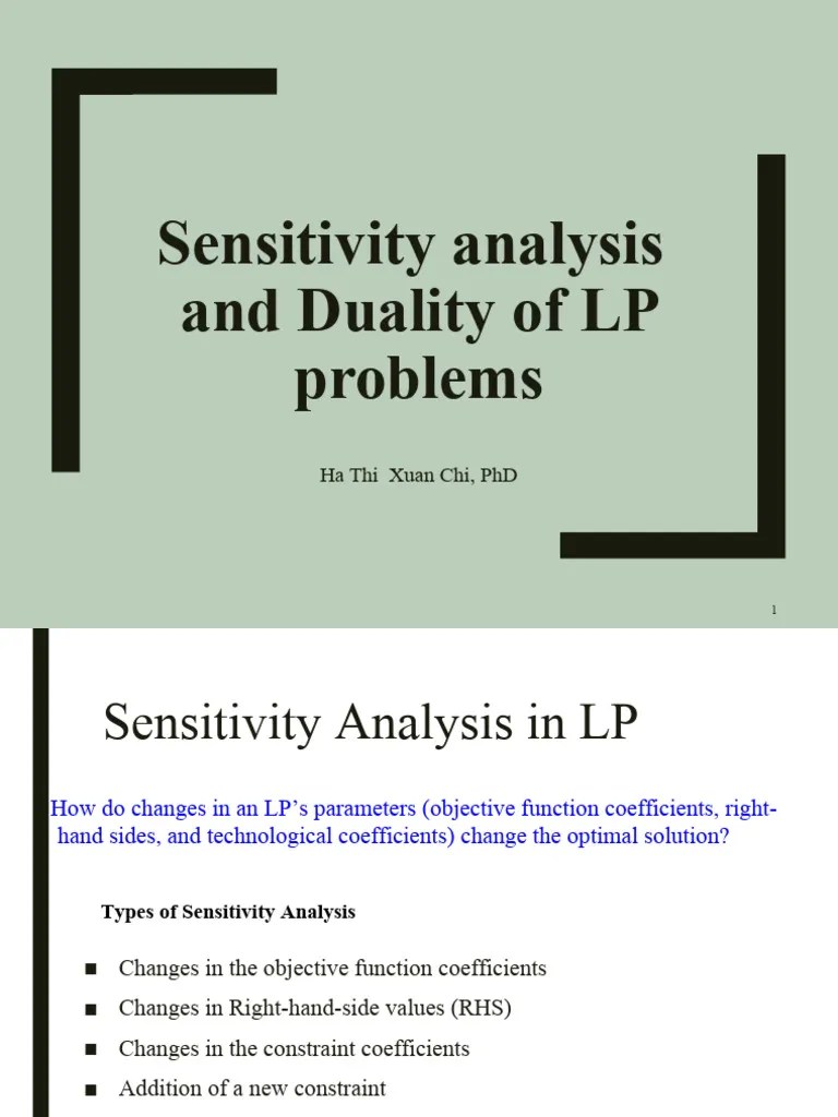 Sensitivity Analysis And Duality Of LP Problems | PDF | Systems ...