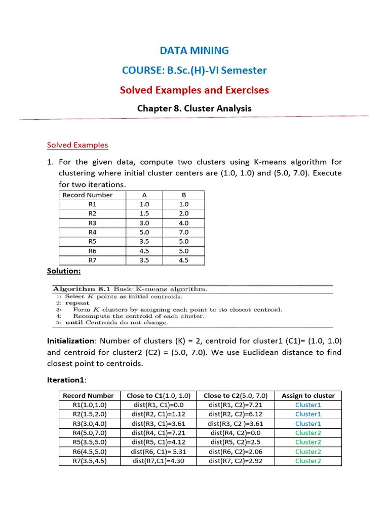 Cluster Analysis Chapter 8 Solution | PDF | Cluster Analysis | Data Mining