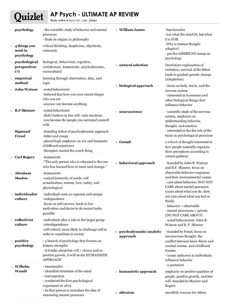 Ap Psych Ultimate Ap Review | PDF | Neuron | Experiment