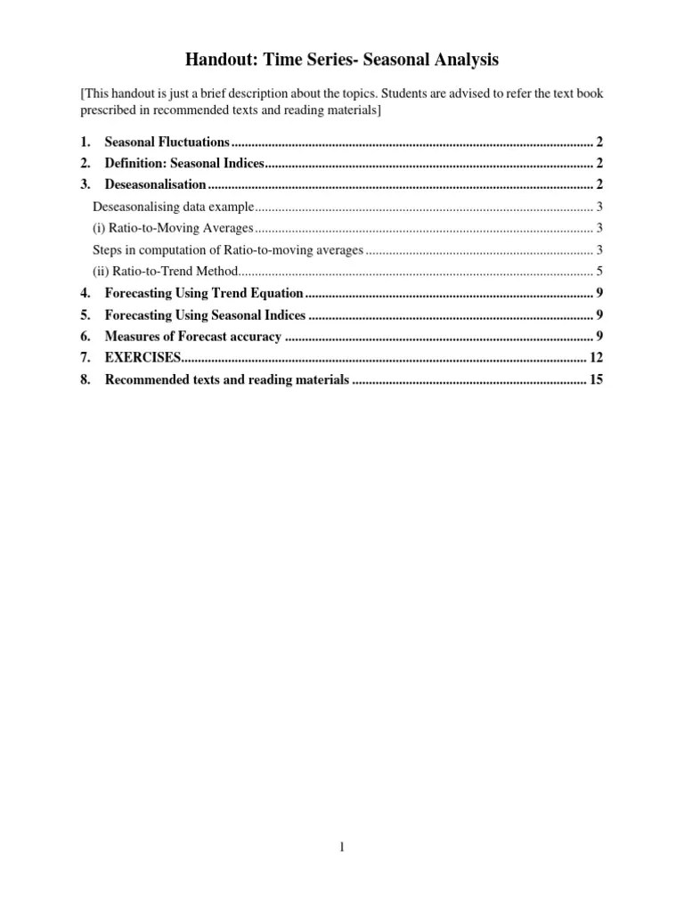 Chapter 2C - Seasonal Analysis And Forecasting | PDF | Forecasting | Seasonality