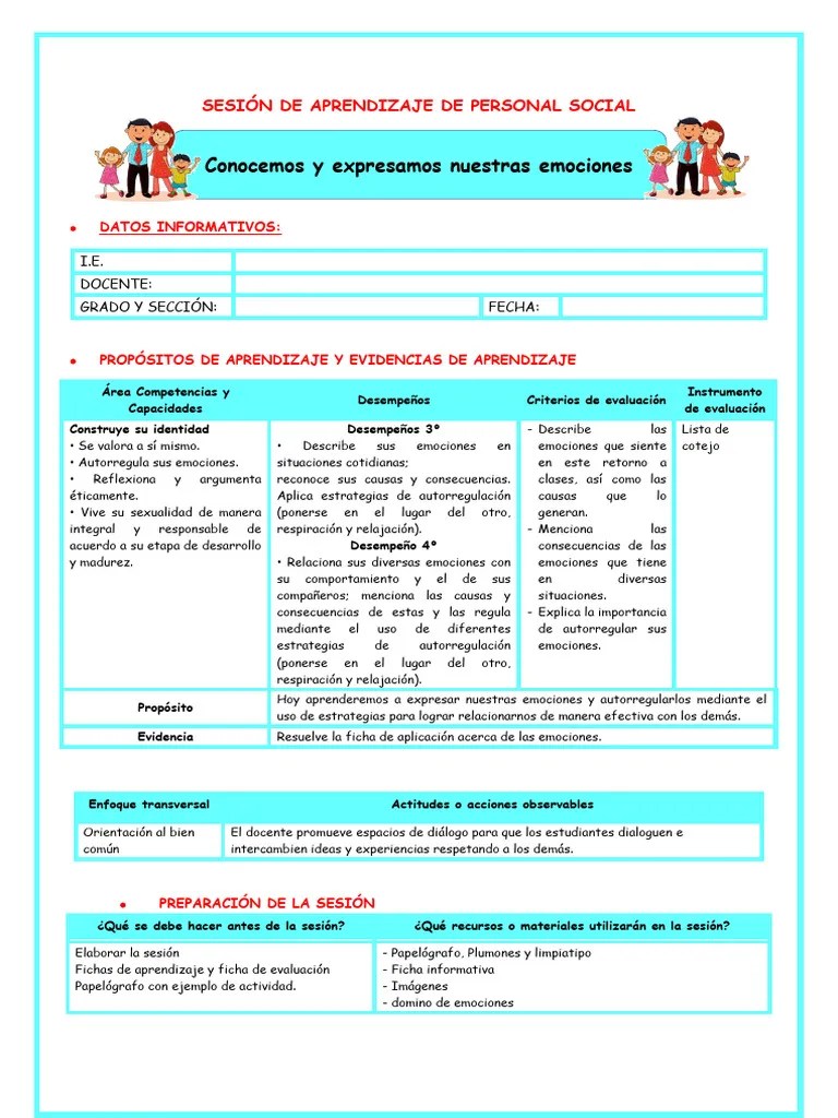 Sesión Lunes 13 P.s. Emociones | PDF | Las Emociones | Aprendizaje
