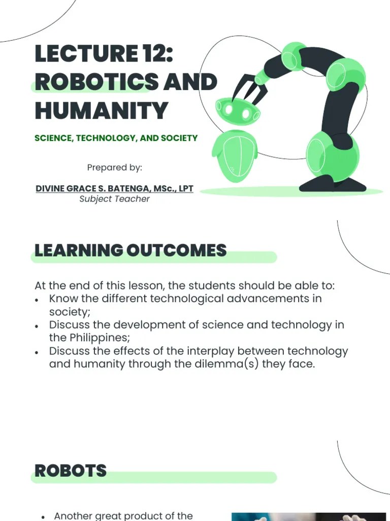 Sts Lecture 12_robotics And Humanity | PDF | Robot | Robotics