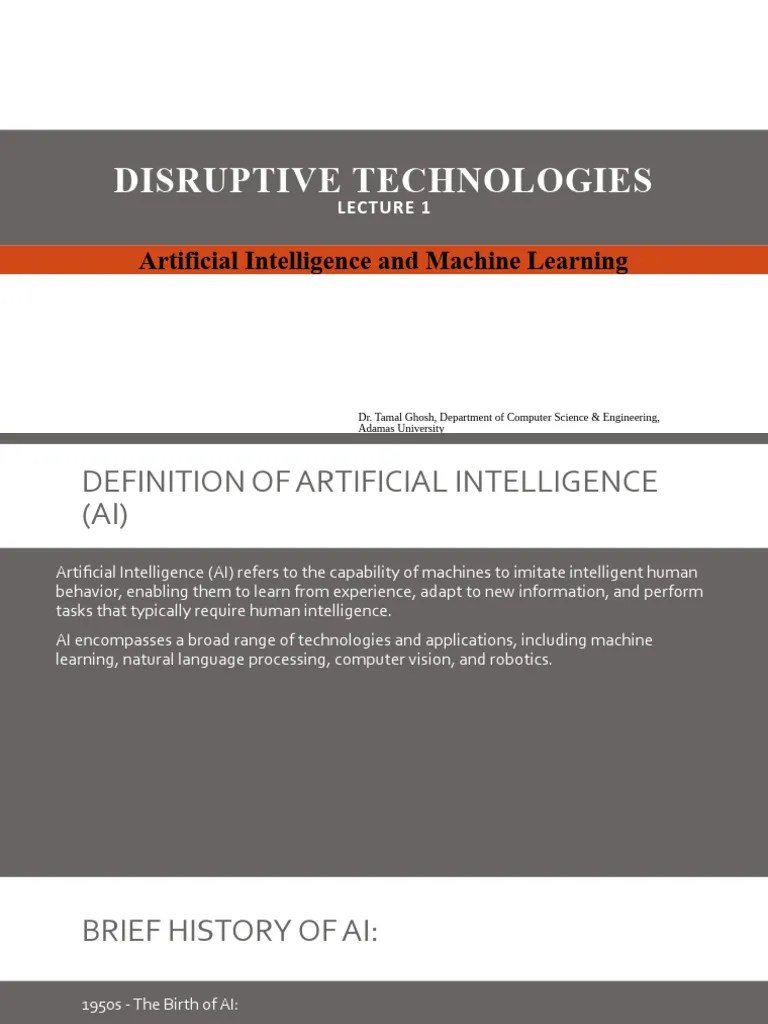 Lecture 1 Disruptive Technologies AI | PDF | Artificial Intelligence ...