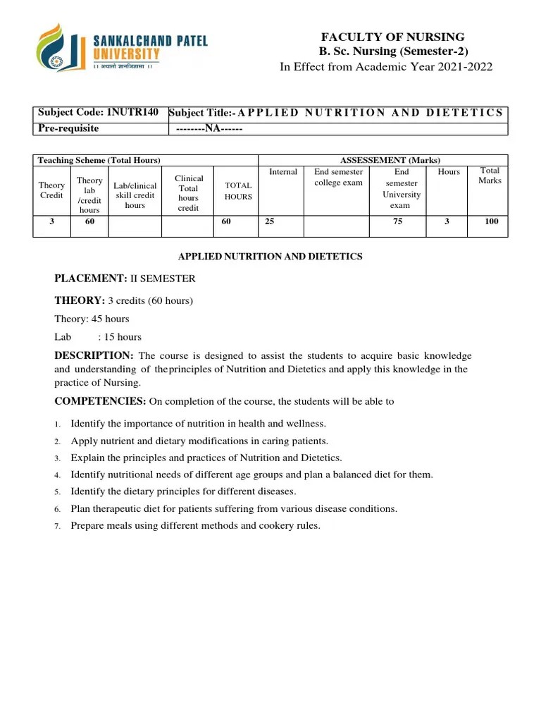 Sem 2 Applied Nutrition And Dietetics | Download Free PDF | Dietitian ...