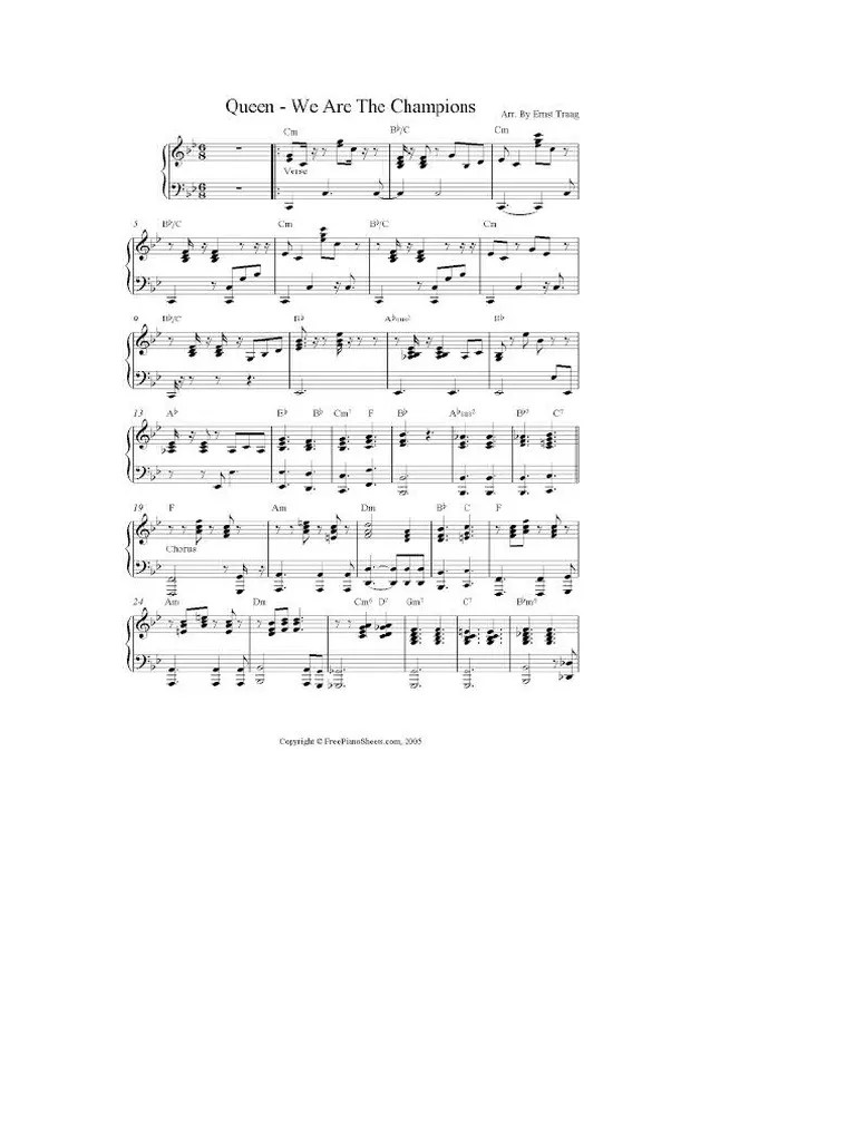 We Are The Champions Partitura Piano | PDF