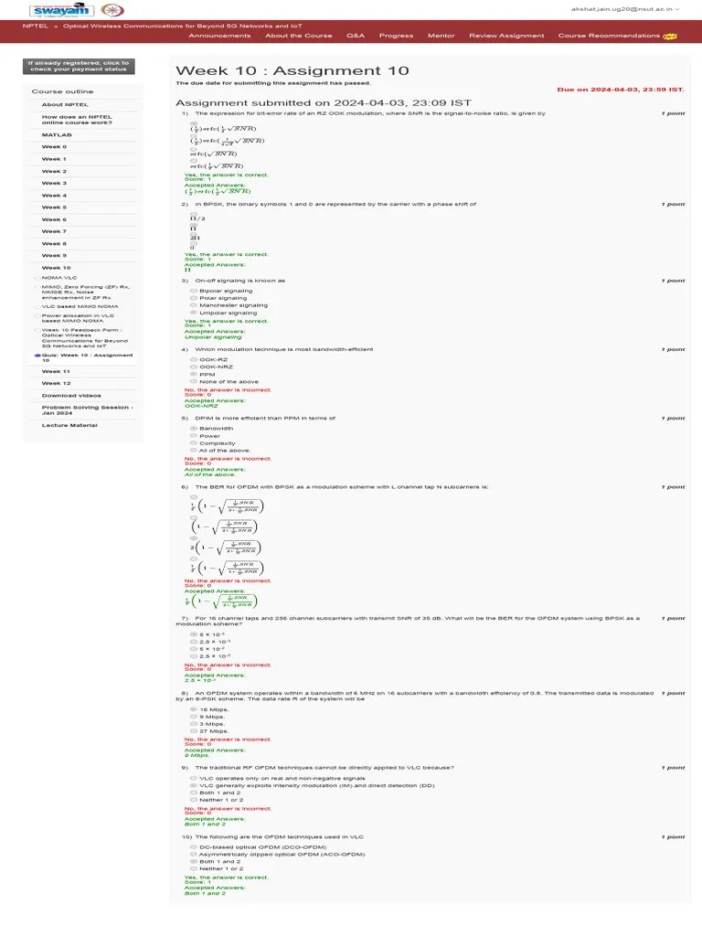 Optical Wireless Communications For Beyond 5G Networks And IoT - Unit 14 - Week 10 | PDF ...