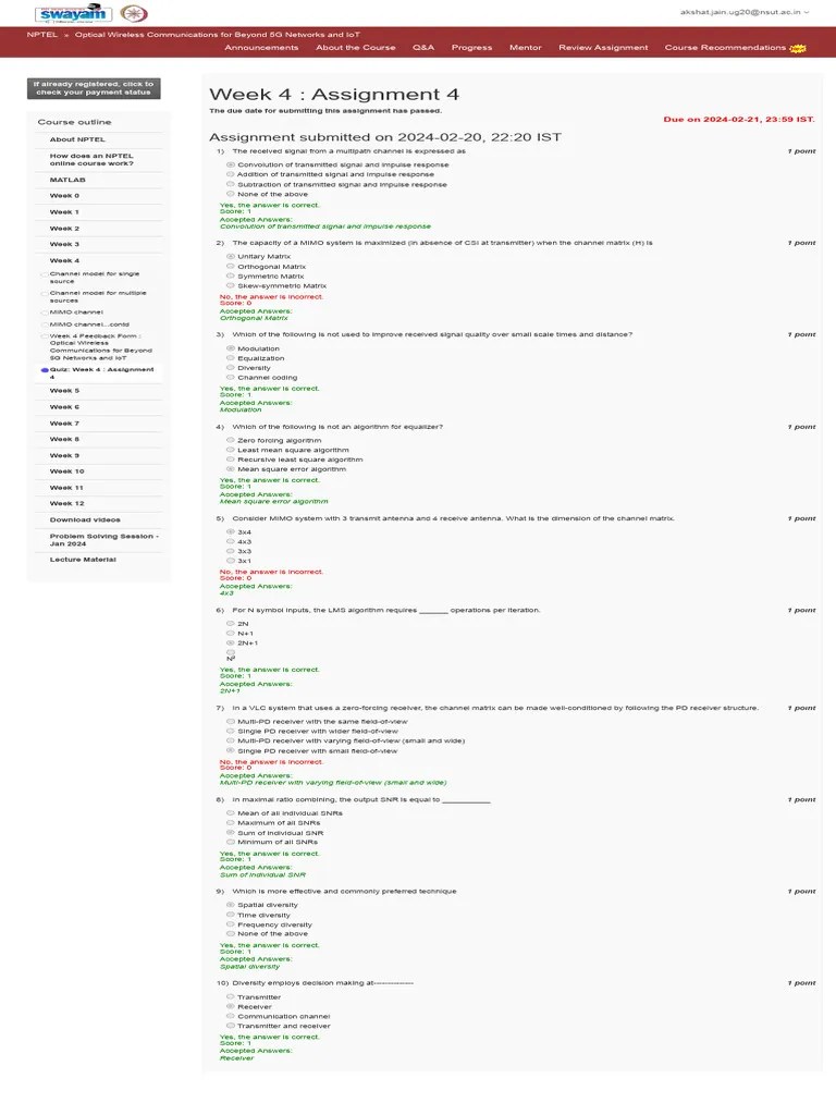 Optical Wireless Communications For Beyond 5G Networks And IoT - Unit 8 - Week 4 | PDF | Mimo ...