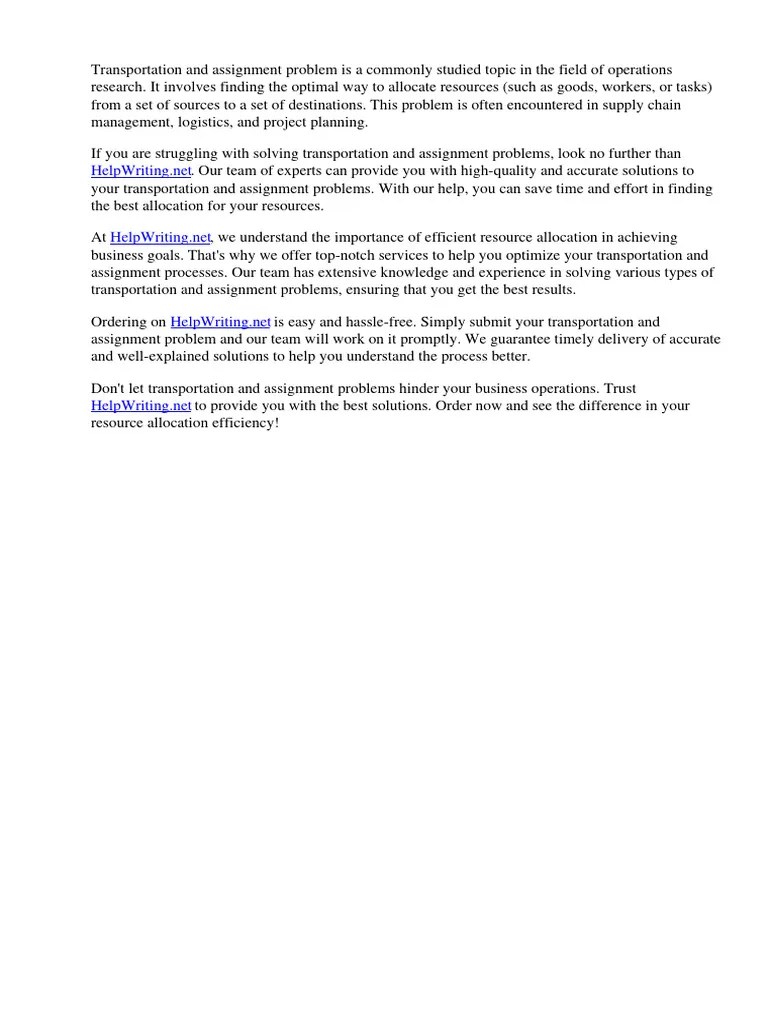 Transportation And Assignment Problem | PDF | Linear Programming ...