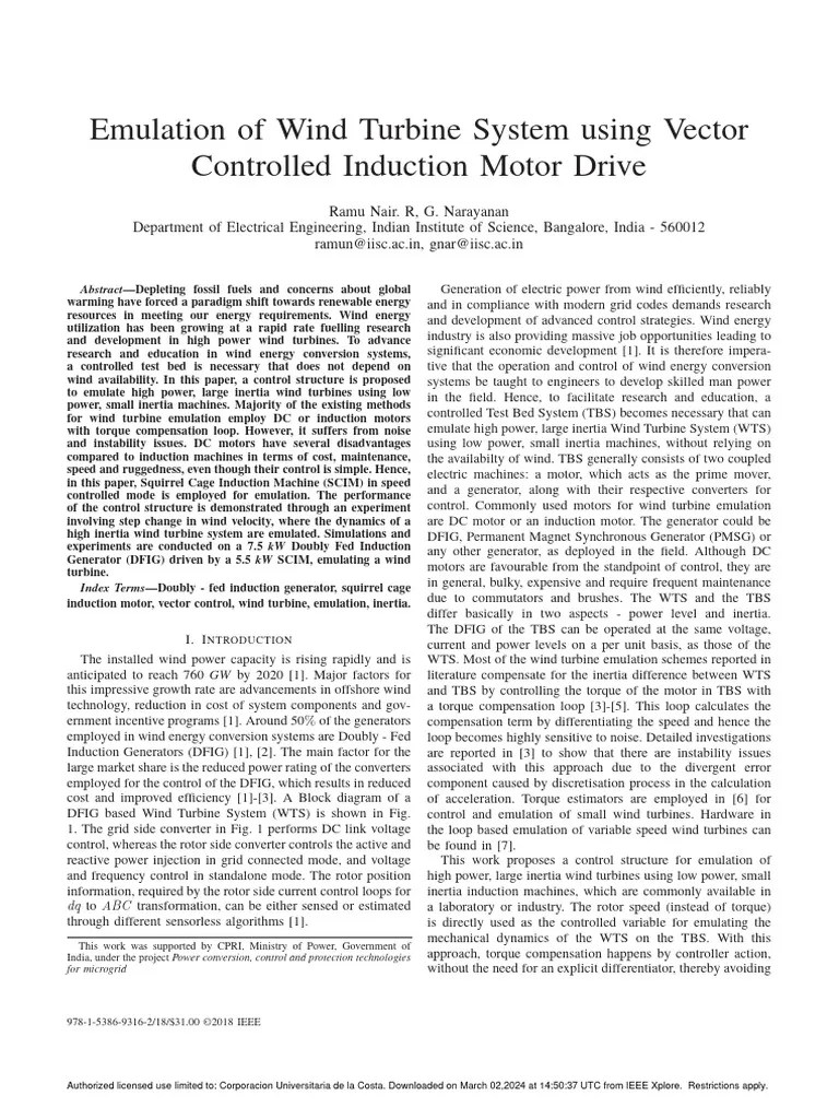 Emulation_of_Wind_Turbine_System_using_Vector_Controlled_Induction_Motor_Drive | PDF | Electric ...