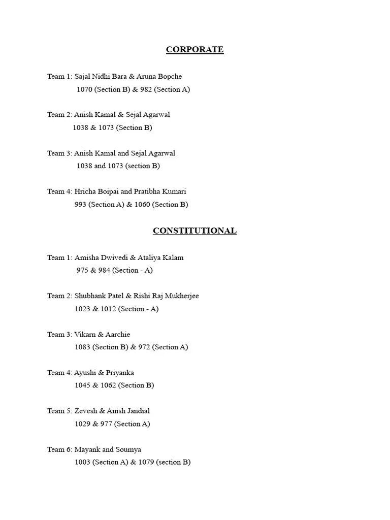 Moot Court Teams Submission | PDF